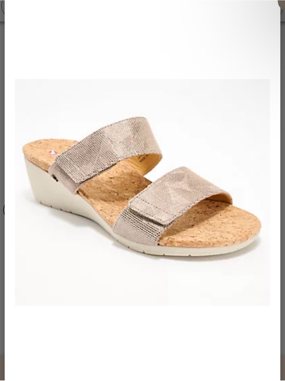 Revere Rachel Cork Adjustable Wedge sandals Sorrento Champagne Angle 8/M New